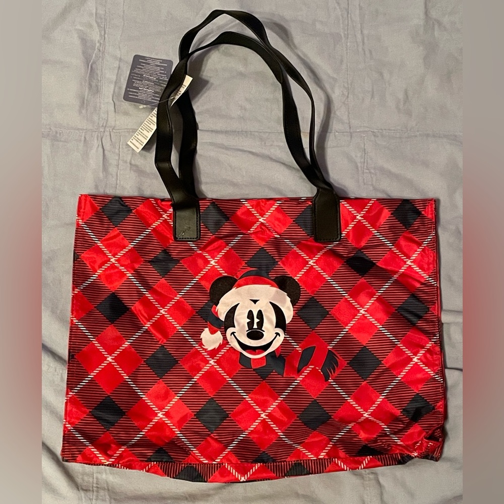 NEW Walt Disney Parks‎ Mickey Christmas 50th Bag Tote Holiday Mickey Plaid
